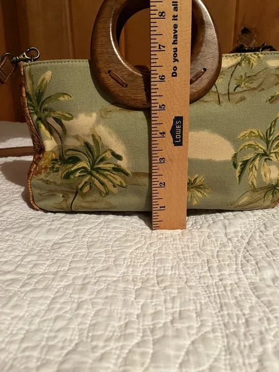 Fossil Tropical Palm Print Shoulder Bag in Green and Brown - Picture 4 of 10